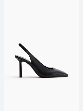 H&M Black Pointed Slingback Stiletto Pumps
